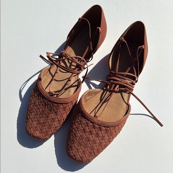 Madewell Woven Leather Flats in Rust - Picture 2 of 6
